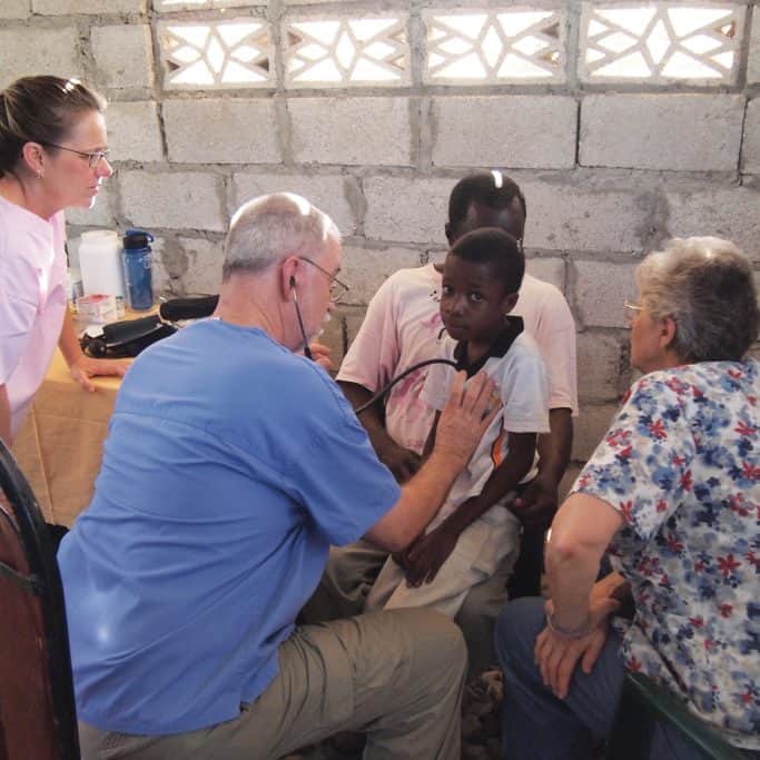 Checkups with members of the Haiti medical team