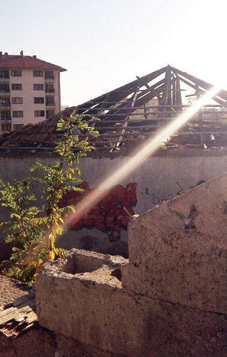 A dwelling burned during the Balkan War, in Istog, Kosovo.