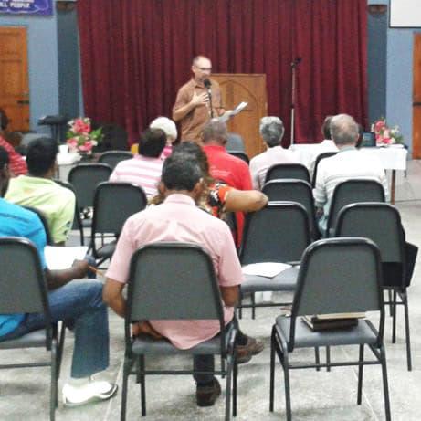 Skip Tobin leads a session in Trinidad