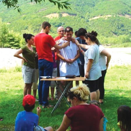 A baptism in Lezhe, Albania