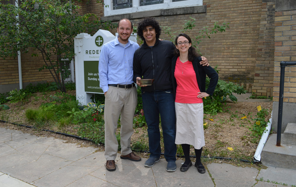 The author and Abraham (left) visit for Yousif’s baptism. Courtesy photo