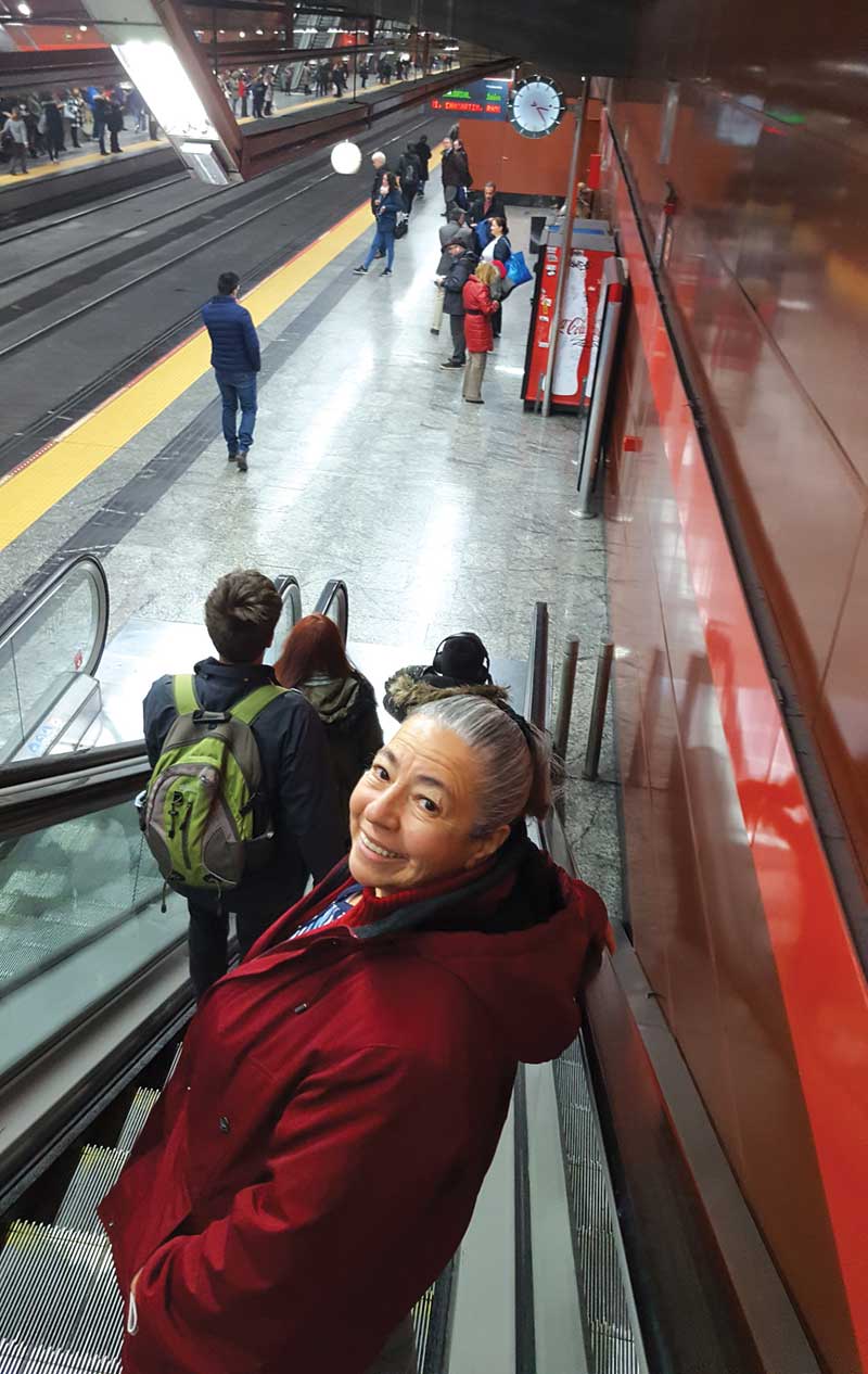 Juanita Machado travels to classes at Universidad Autónoma de  Madrid. Photo by Francisco Machado