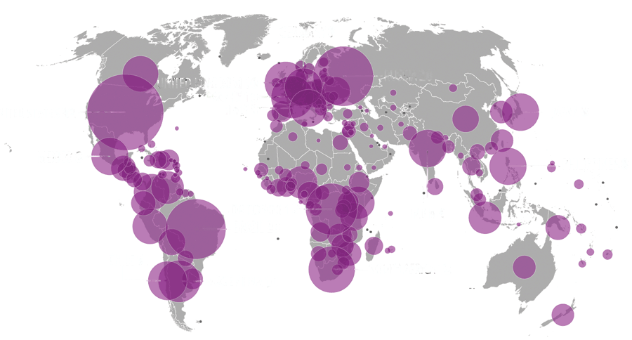 distribuzione di operatori missionari cristiani