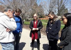 Rachel Yoder (center) provides leadership for a weekly prayer time on the campus of Eastern Mennonite University. Photos courtesy of Rachel Yoder