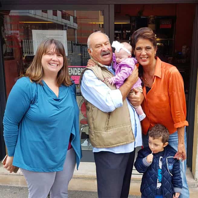 Laura Green with her children and Italian friends.