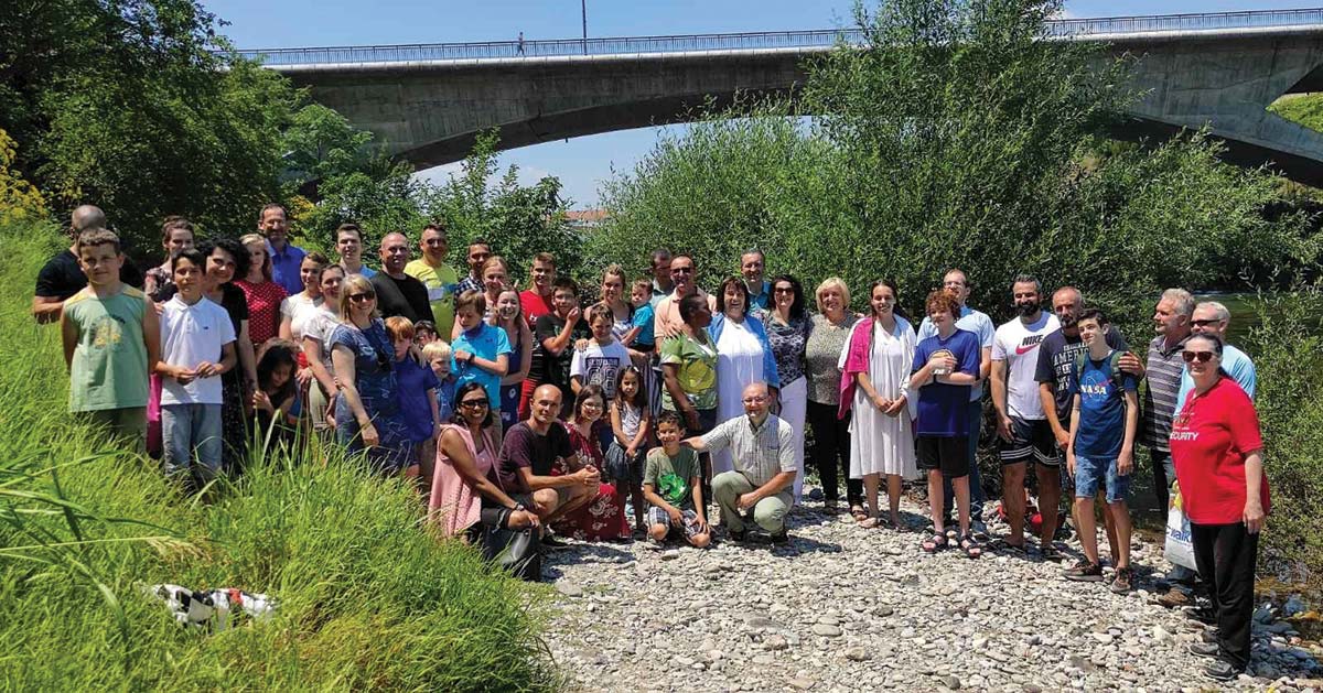 The Podgorica congregation with whom Steve and Laura Campbell serve celebrates baptisms at a local river.  All photos courtesy of Steve Campbell.
