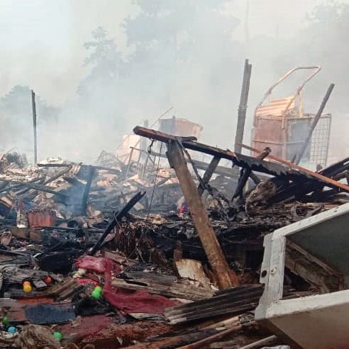 Slum neighborhood fire in Southeast Asia in 2020