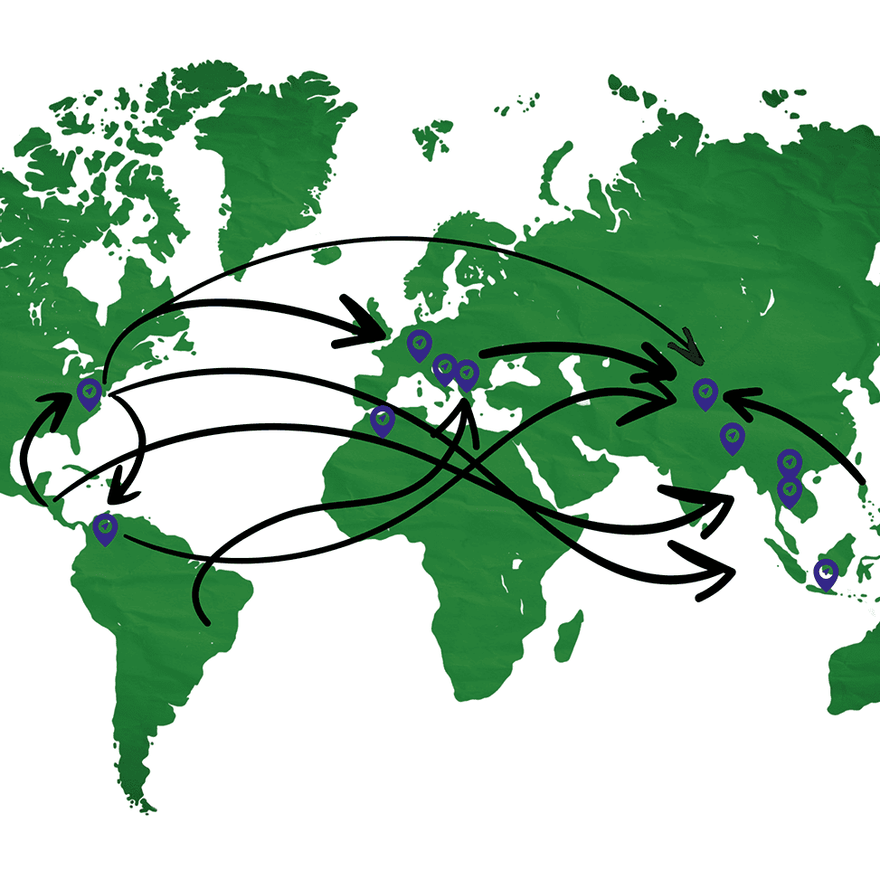 Map of workers sending and receiving