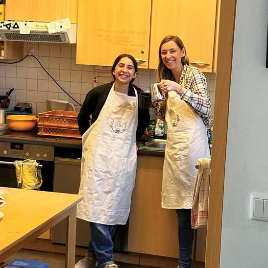 Andrea Hamsher (left) and Rebekka Stutzman serve a Friday breakfast at The Villa in Mannheim, Germany. Photos courtesy of Andrea Hamsher
