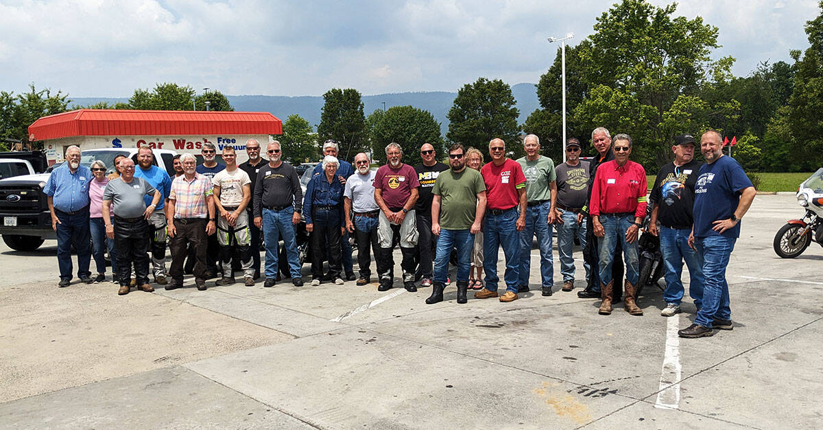 Riders and passengers of Motorcycle for Missions 2025, pictured in Luray, Virginia.